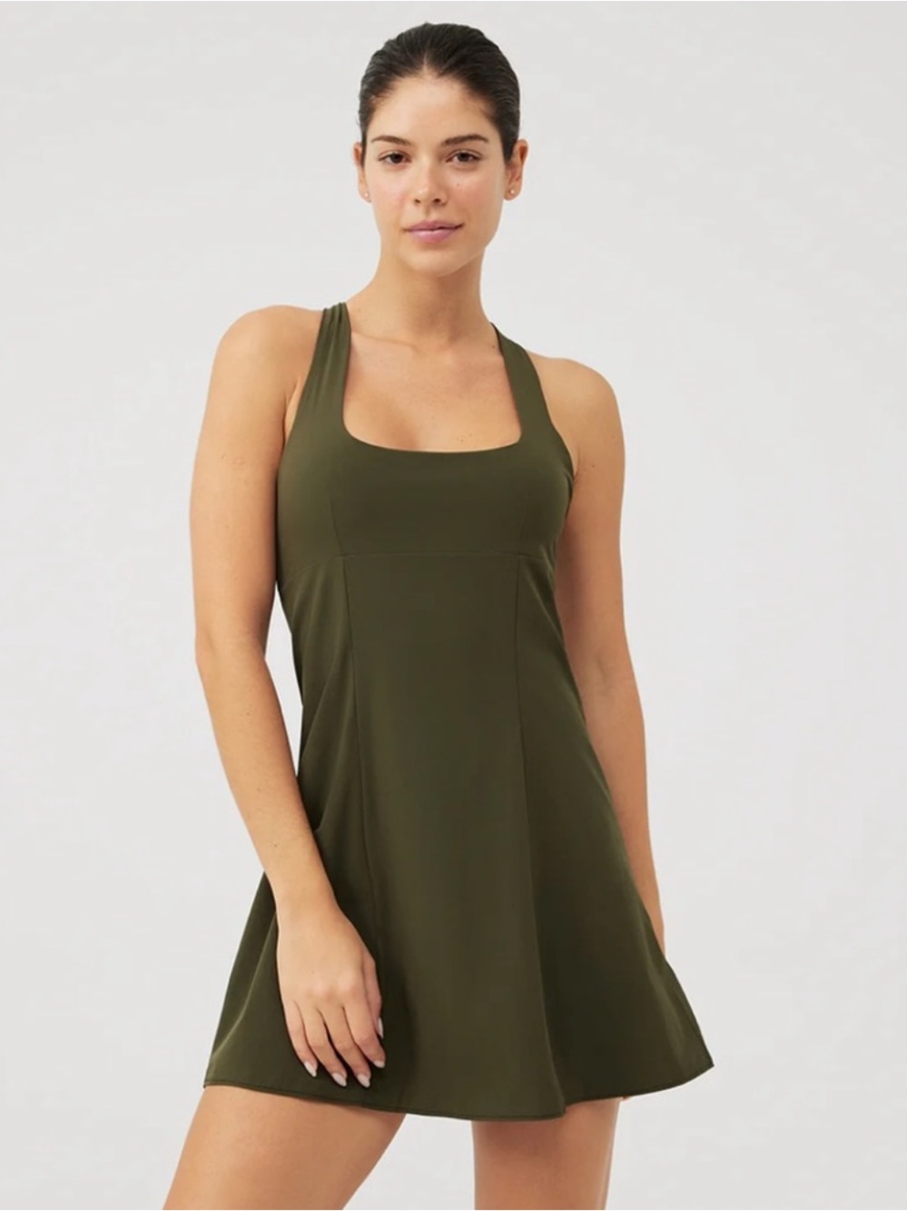 Outdoor Voices Olive Cross-Back Dress